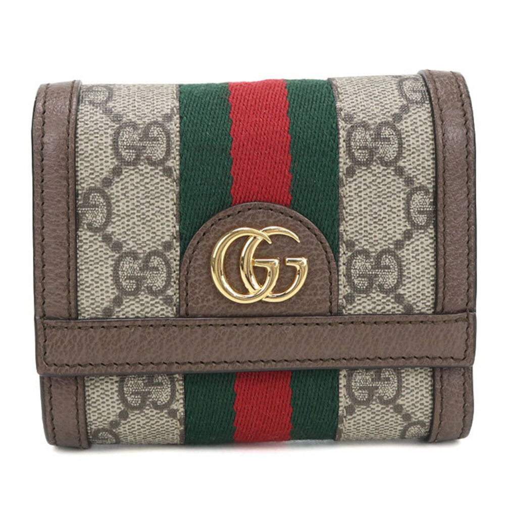 GUCCI Ophidia Tri-fold Wallet 523174 (Women's, Beige)